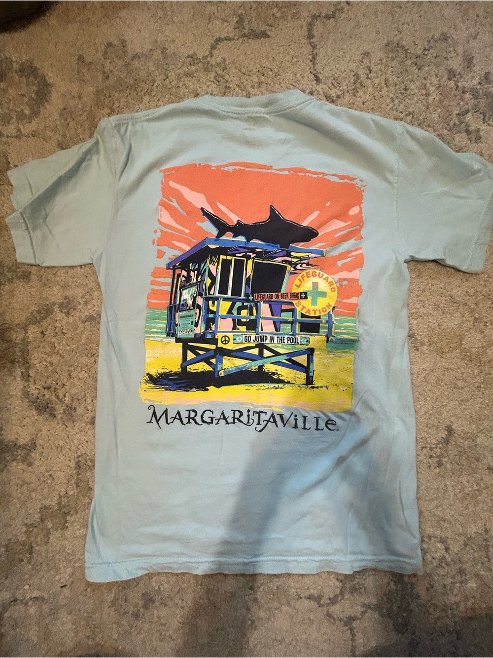 Margaritaville Women’s Small Light Blue Lifeguard Shack Graphic Tee
